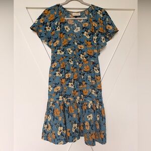 Target universal thread Floral Blue and Orange Women's Dress